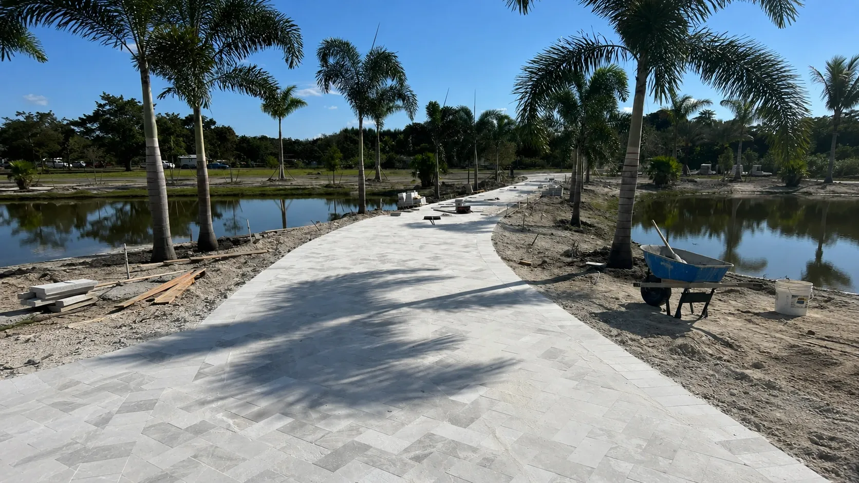 Travertine marble driveway in Boca Raton